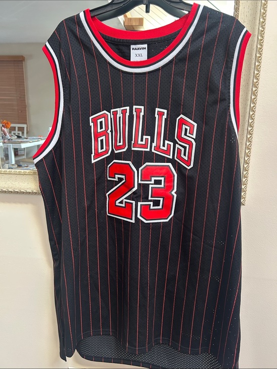 Raavin Other - Bulls #23 Basketball Jersey in Black and Red - Classic Sleeveless Fit